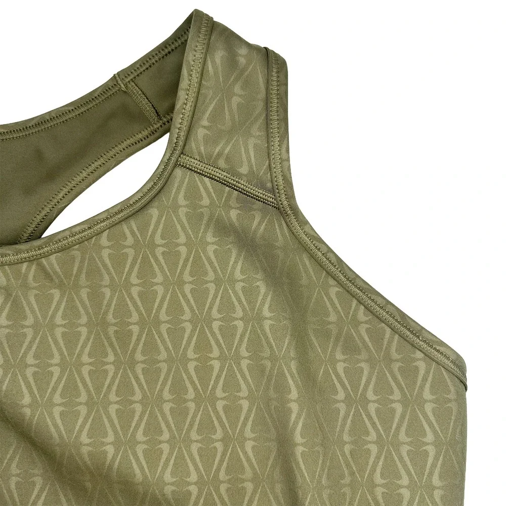 NIKE Swoosh Print Racerback Sports Bra • 3X • olive green • workout athletic